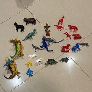 Lot of Colorful Dinosaur and Animal Toys